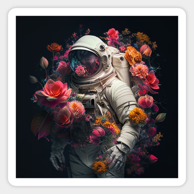Astronaut In Flowers Suit Magnet by omardakhane
